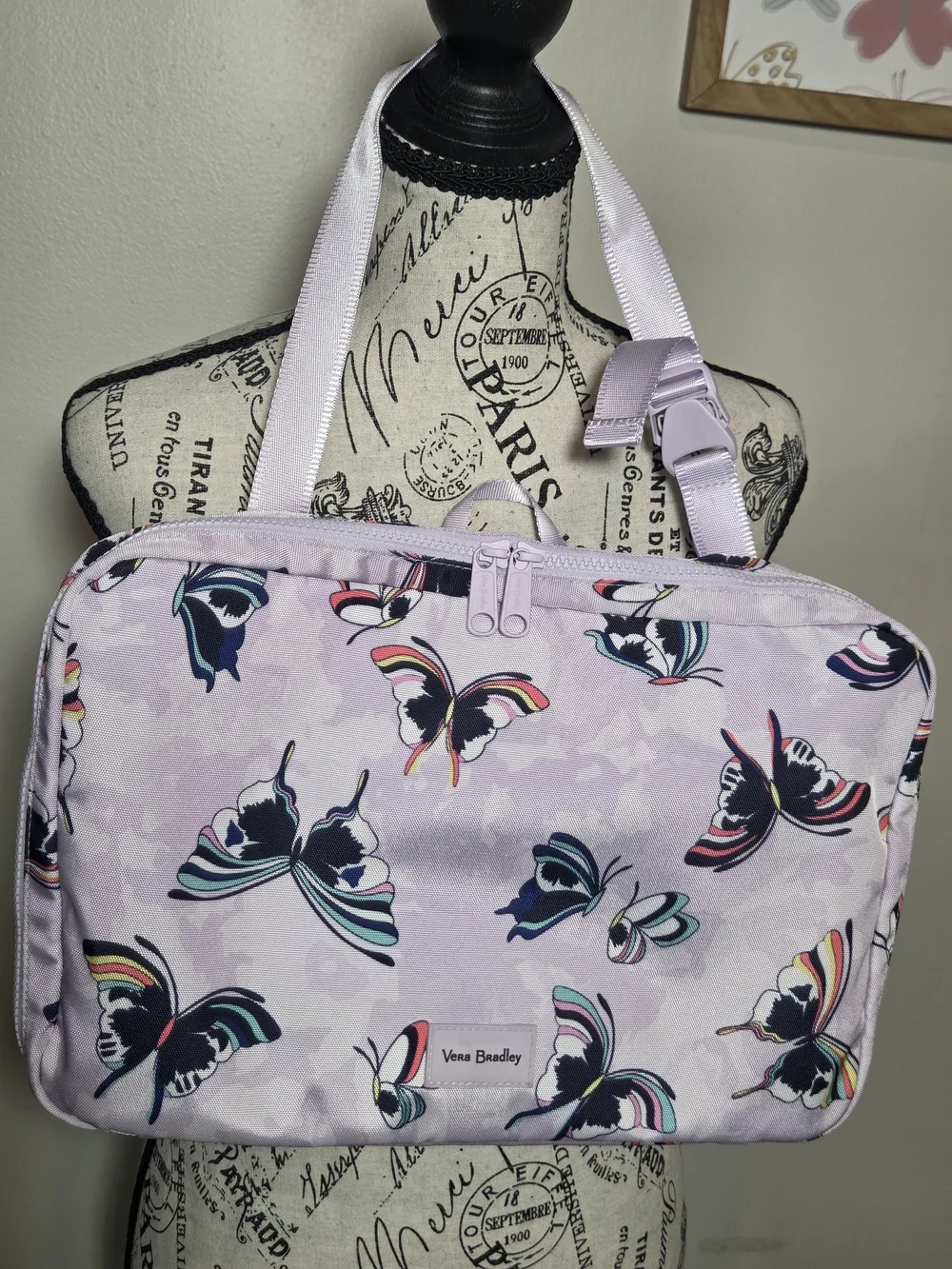 Vera Bradley ReActive Seat Hanging Organizer in Lavender Butterflies.  NWT